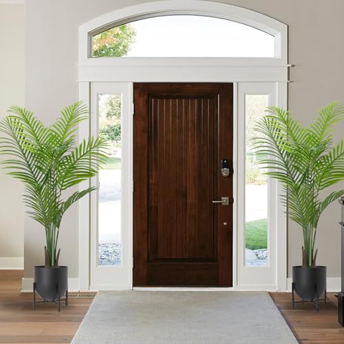 AnTing Artificial Areca Palm Plant Faux Tropical Tree 6FT, Fake Palm Tree Indoor Decor with 15Trunks for Home Office Garden Hotel Decor Gift（2pack）