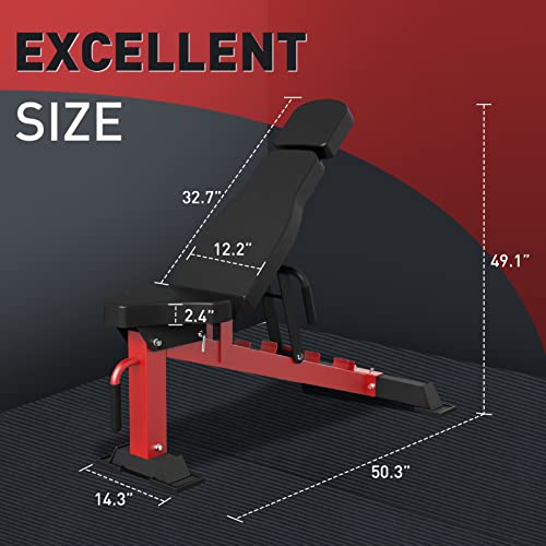 Mikolo 2.36'' x 2.36'' Folding Wall Mounted Squat Rack, 1000 Pounds Capacity Power Rack with Weight Bench，Pull Up Bar, J Hooks and Other Attachments, Space-Saving Home Gym