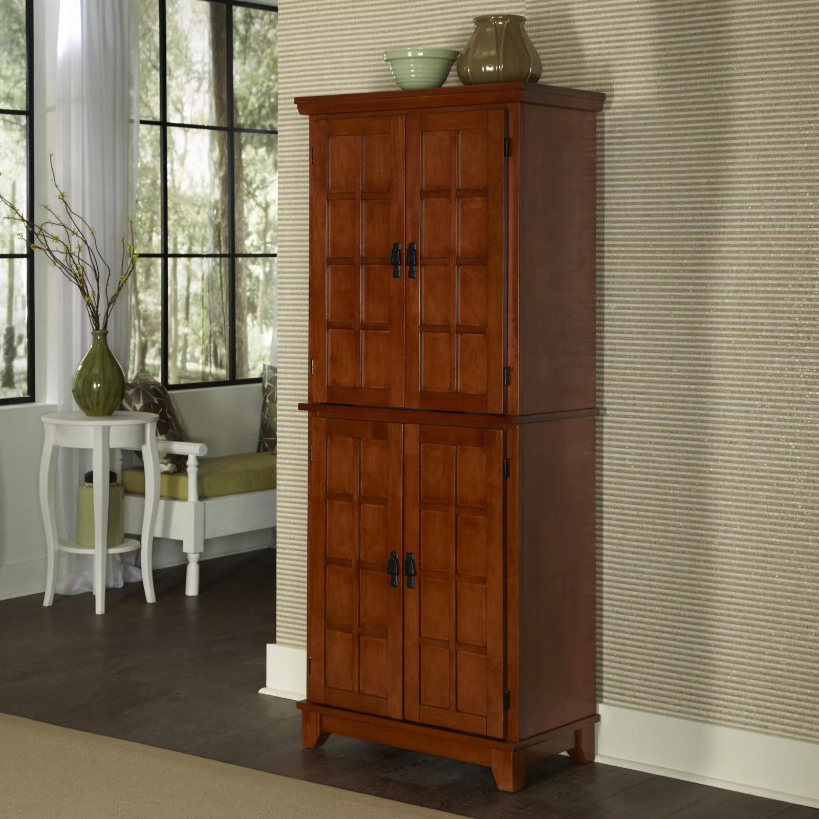 Homestyles Arts & Crafts Wood Pantry in Brown