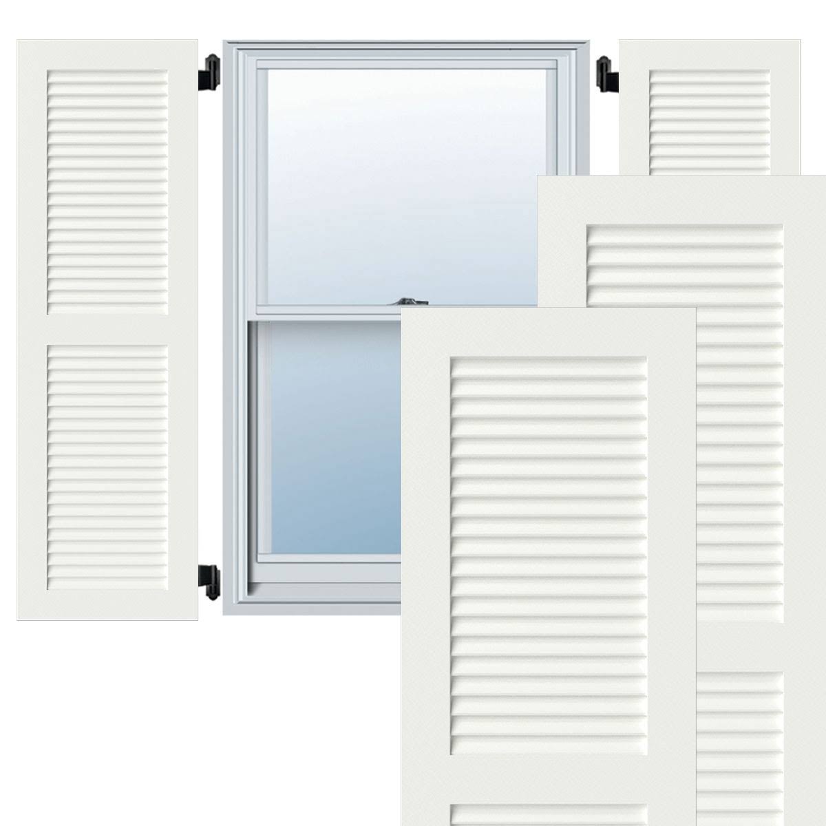 Ekena Millwork CWL12X030UNC 12x22W x 30x22H Exterior Composite Louvered Shutters (Per Pair), Unfinished