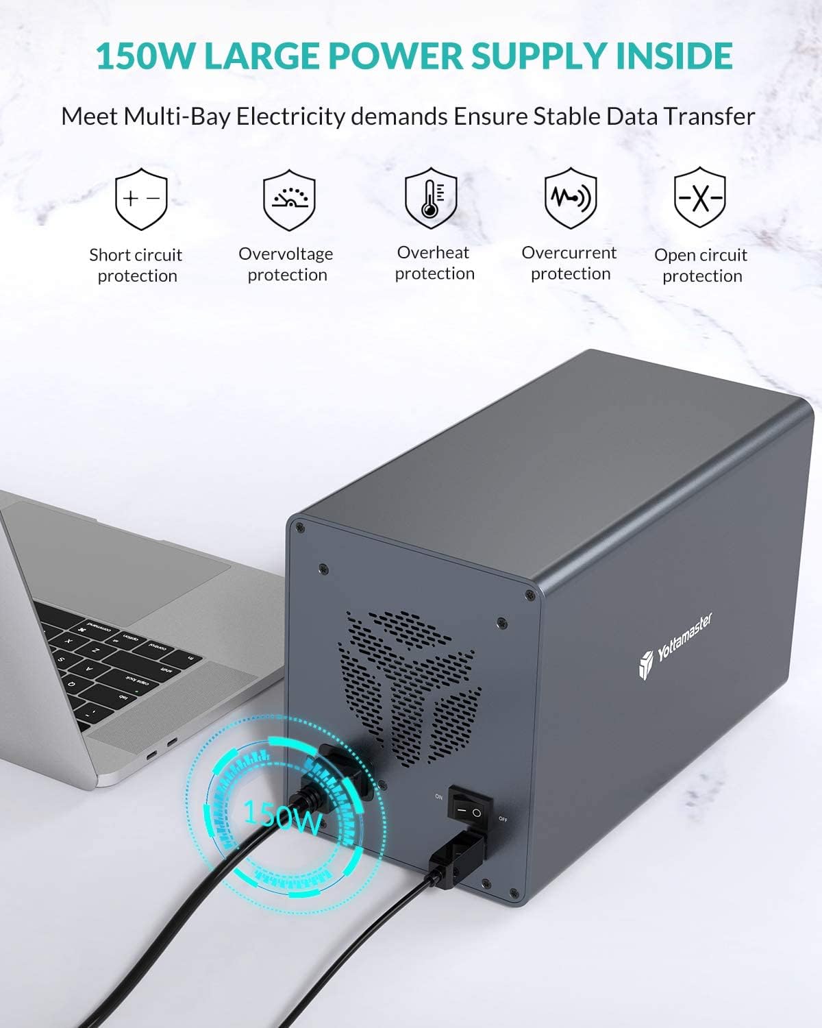 4 Bay Hard Drive Enclosure,Yottamaster Aluminum Alloy 2.5/3.5 USB3.0 to SATA3.0 External HDD SSD Storage Enclosure,Support 4 x 18 TB Capacity,Ideal for Enterprise-Class Storage Solution[FS4U3]