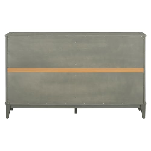 Retro Style Sideboard with 4 Door, Large Storage Buffet with Adjustable Shelves and Metal Handles, Wooden Accent Storage Cabinet for Kitchen, Living Room, Dining Room (Antique Gray-010)