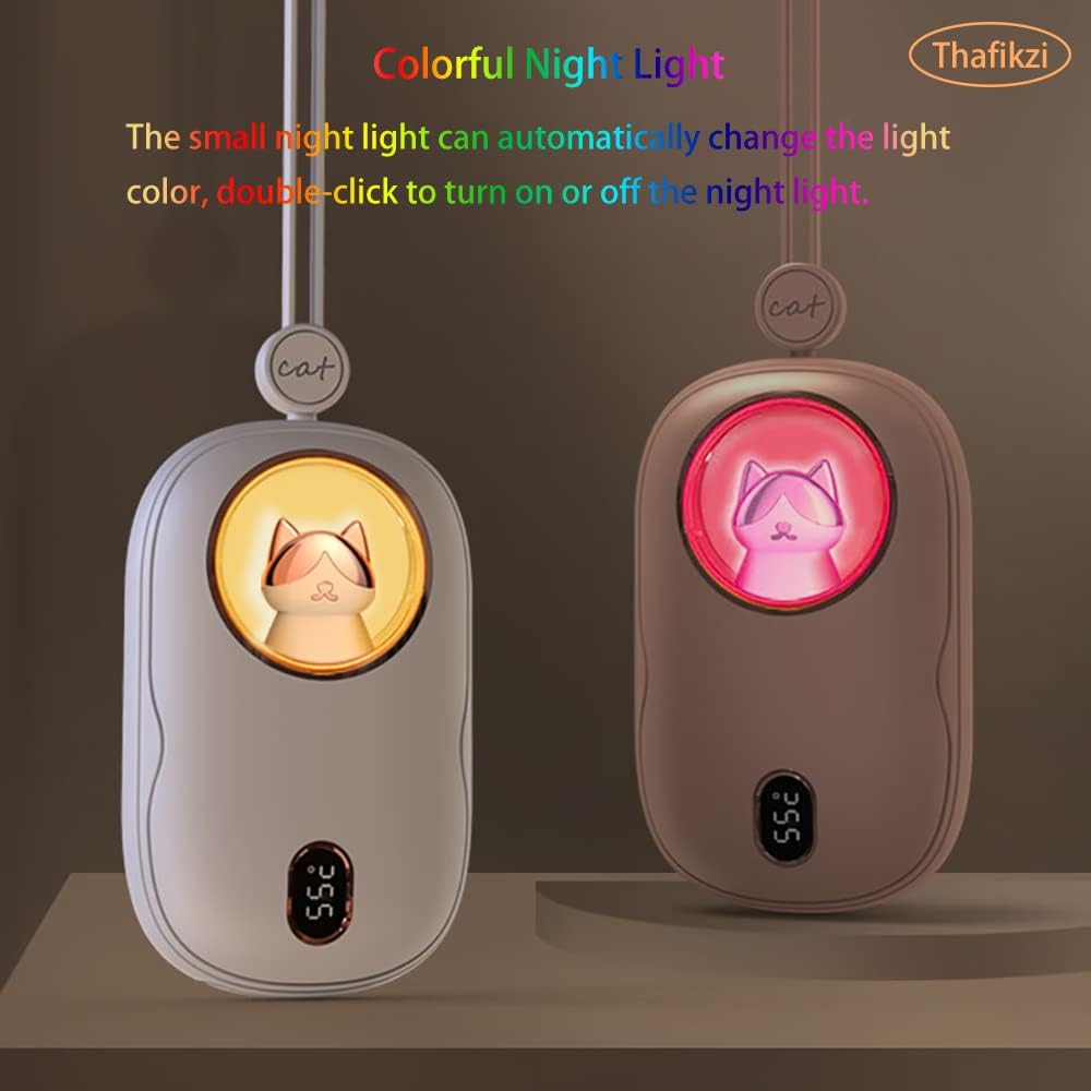 10000mAh Portable Power Bank Hand Warmer Rechargeable Hand Warming Power Bank 3 Heat Levels Double-Sided Heating with Digital Display Heater Quick Charge Mobile Power Colored Lights 3 in 1 (Pink)