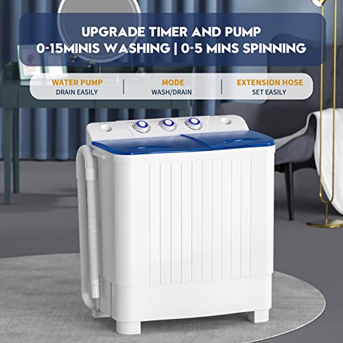 VCJ Portable Washing Machine, Twin Tub Washing Machine Laundry Compact Washer spinner Combo, Washer and Spinner dryer for Apartments RVs and Dorms