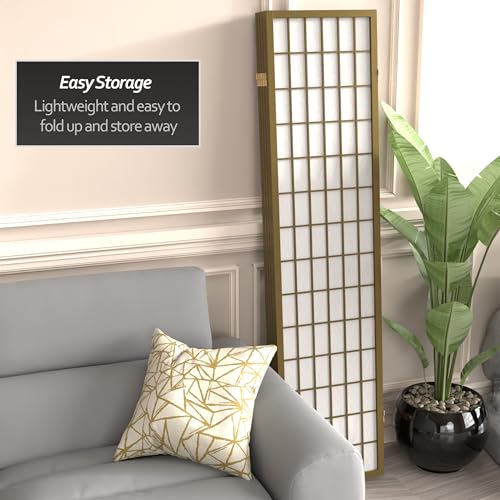Red Lantern 6 ft. Tall Window Pane Shoji Screen-Natural-4 Panels Room Divider