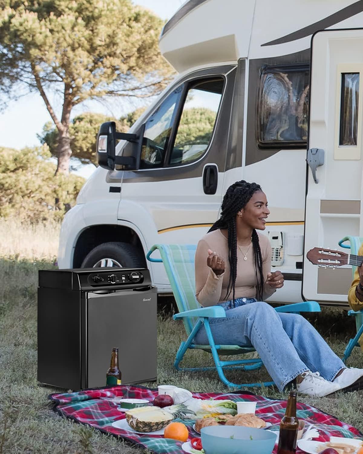 Smad Propane Refrigerator 3 Way Propane Fridge for RV Outdoor Camper Gas 110V 12V,1.4 Cu.ft.