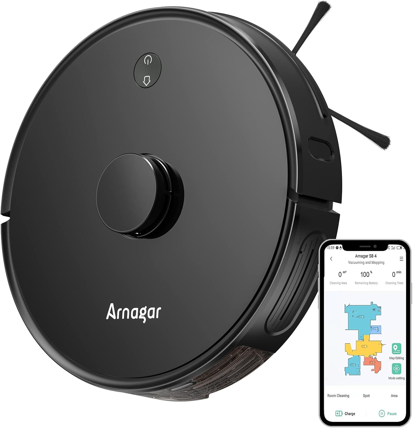 Robot Vacuum, Arnagar 2022 Newest Robot Vacuum and Mop Combo, Strong Suction, 220 Mins Runtime, Compatible with Alexa, Ideal for Pet Hair (S8)