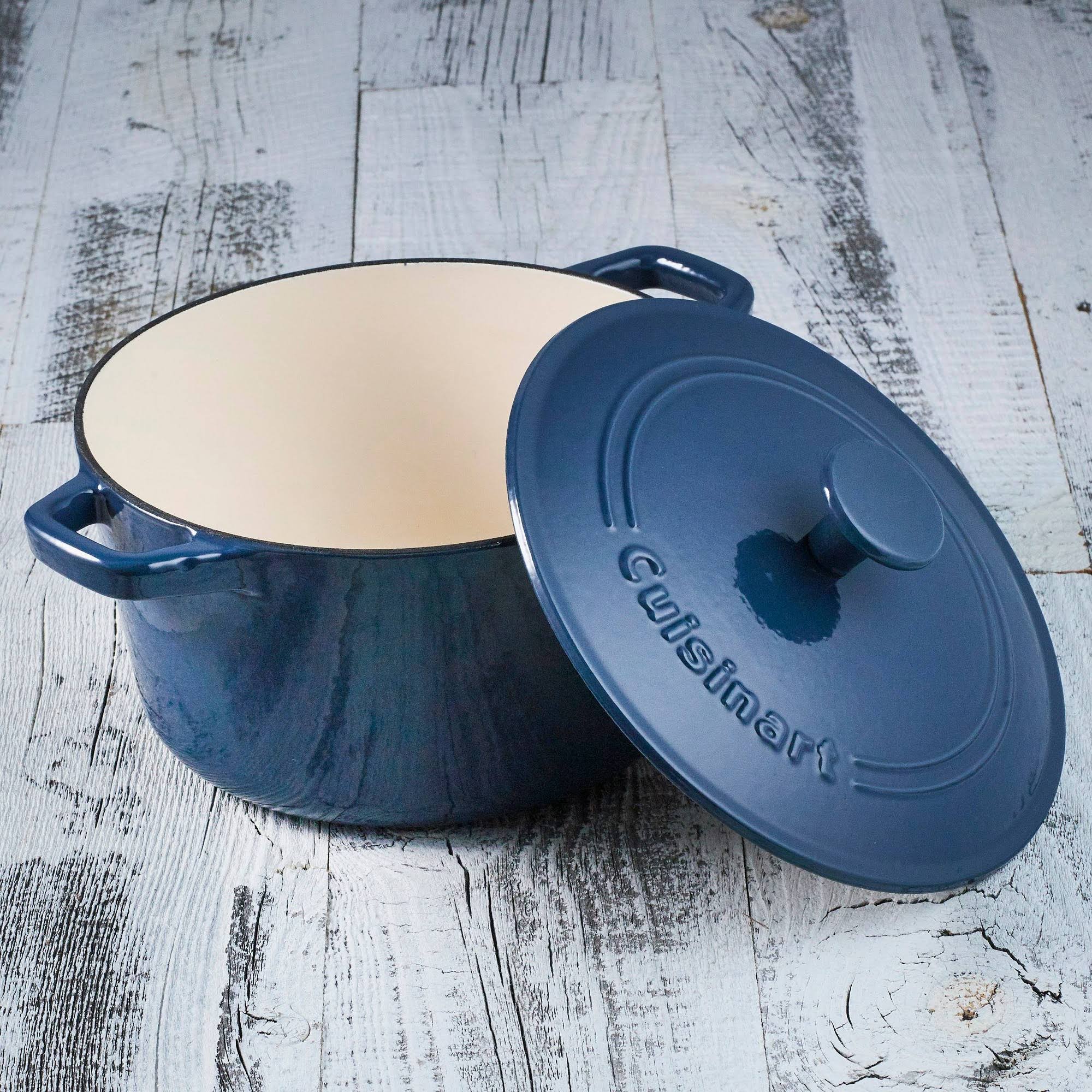 Cuisinart 3 Quart Cast Iron Round Covered Casserole - Blue