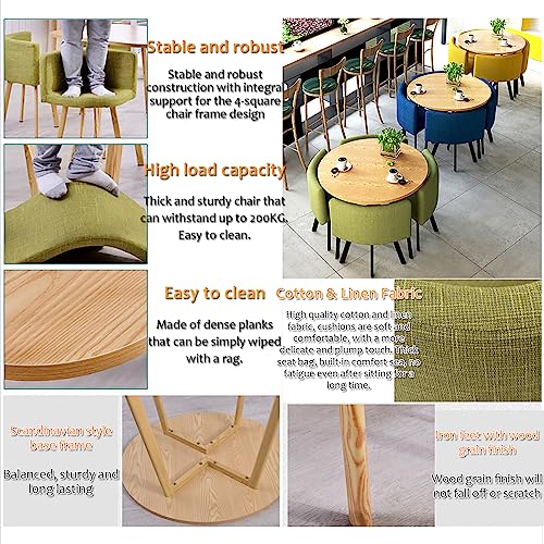 Marble Texture Round Dining Table Set Space Saving Round Dining Table Set 4 Seater Coffee Table Round Table for Dining Room and Kitchen with Recessed Rest, 8, Puleatherfabric