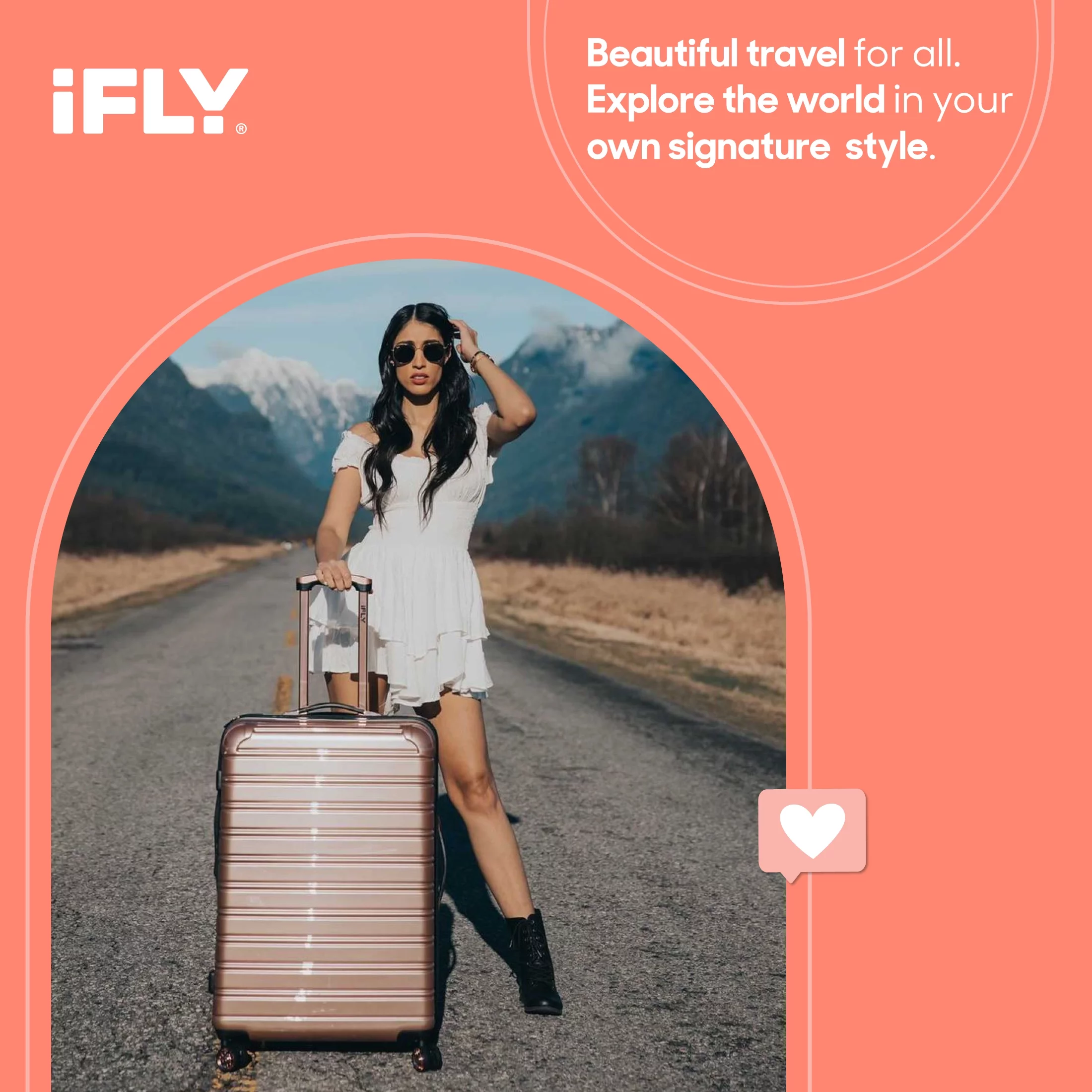 iFLY Hardside Luggage Fibertech 3 Piece Set, 20" Carry-on Luggage, 24" Checked Luggage and 28" Checked Luggage, Rose Gold