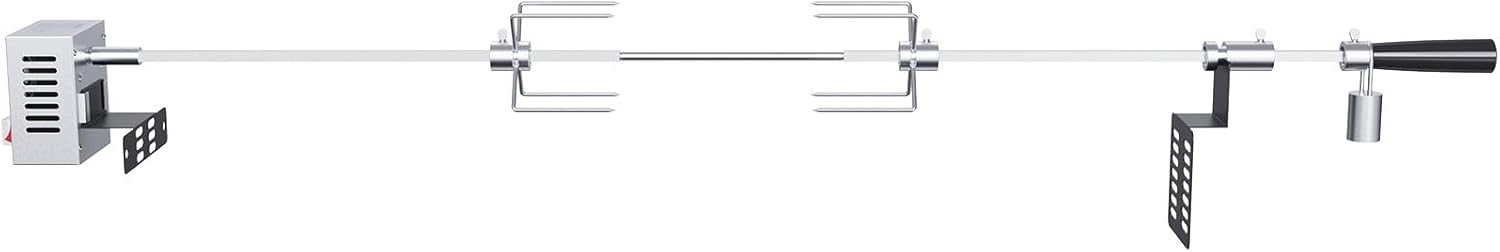 Heavy Duty Stainless Steel Grill Rotisserie Kit with 9W Motor - Automatic Grilling Attachment for Electric Bbq Grill - 32-Inch / 39-Inch Hexagon Spit Rod - 26 Lbs Capacity
