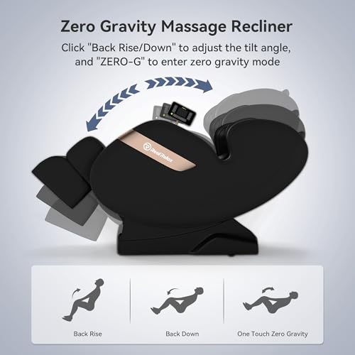 Real Relax 2025 Dual Core S Track Massage Chair,Full Body Airbags Massage Recliner,Zero Gravity with APP and LCD Control,Lower Back and Calf Heating,Foot Roller,Bluetooth,Home or Office Use,Black