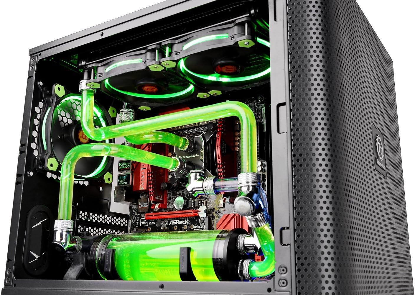 Thermaltake Core V21 SPCC Micro ATX, Mini ITX Cube Gaming Computer Case Chassis, Small Form Factor Builds, 200mm Front Fan Pre-installed, CA-1D5-00S1WN-00 Black