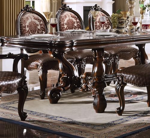 Kitchen Furniture Set 9pc Formal Dining Table Set Include 1 Extendable Dining Table, 6 Side Chairs and 2 Arm Chairs, 8-Person Dining Set (Bone White)