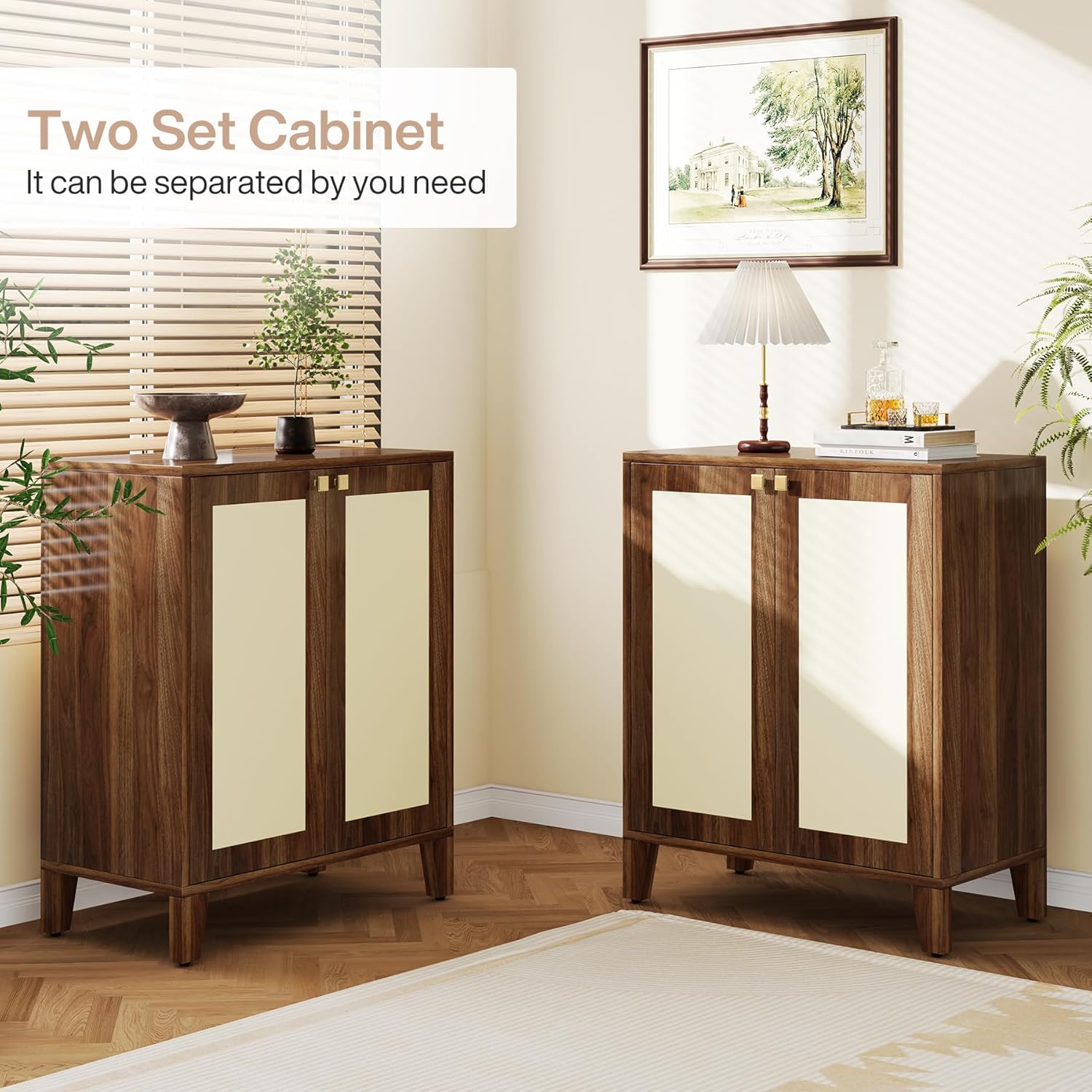 Tribesigns Buffet Cabinet with Storage, 59" Wood Sideboard Cabinet with 4 Doors and Adjustable Shelves, Coffee Bar Cabinet Credenza Storage Cabinet for Kitchen, Dining Room, Living Room, Rustic Brown