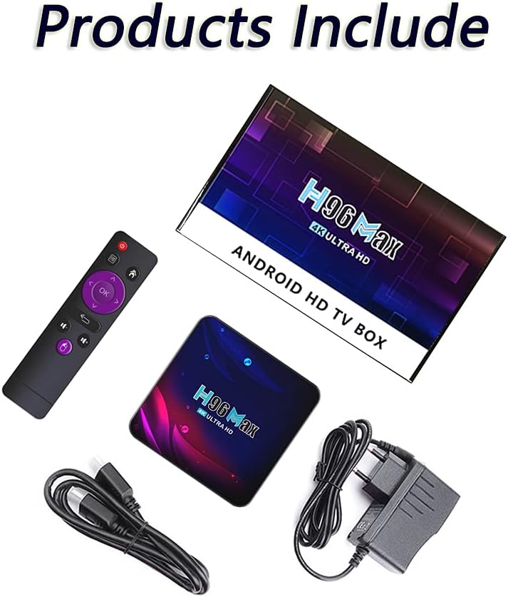 Smart TV Box 4G+64GB H96 Max Android 11.0 RK3318 Quad-Core with 2.4G WiFi 4K Ultra HD H.265 Streaming Media Player Pack of 2