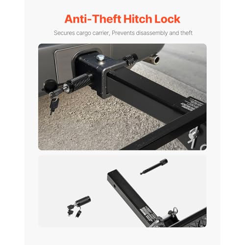 VEVOR 70" x 30" x 6", Hitch Cargo Carrier, 500 lbs Capacity with Nighttime Reflective Reminder, Folding Hitch Mount Cargo Carrier Basket with Hitch Lock for 2" Receiver, Fit for SUVs