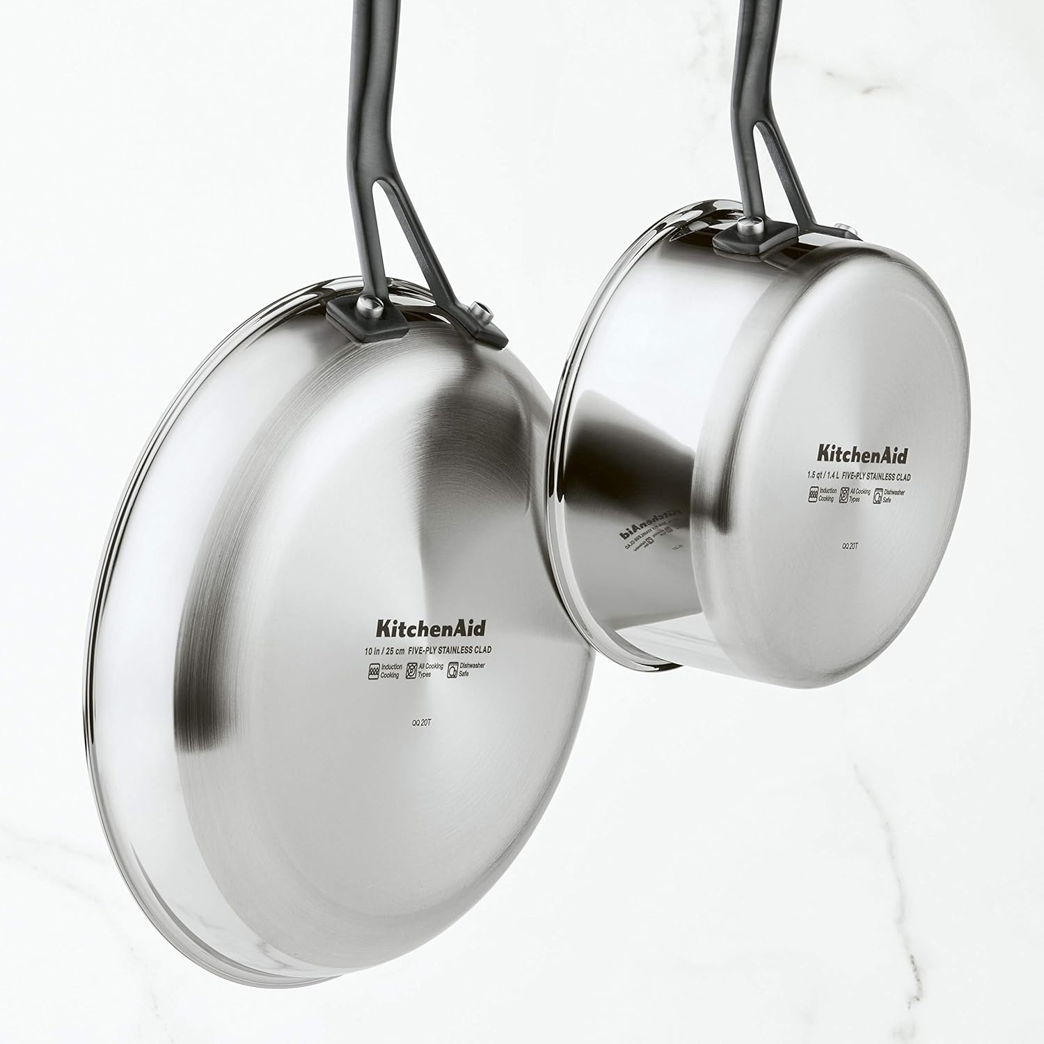 KitchenAid 5-Ply Clad Stainless Steel Cookware Pots and Pans Set, 10 Piece, Polished Stainless