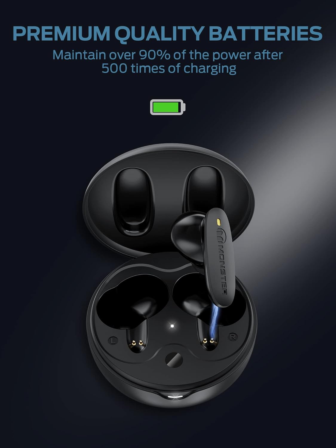 Monster Clarity 108 ANC Wireless Earbuds with 4 Microphones, Bluetooth 5.2, Multi Mode Noise Cancelling, Clear Sound, 30H Playtime, Wireless Earphones for Work, Home Office