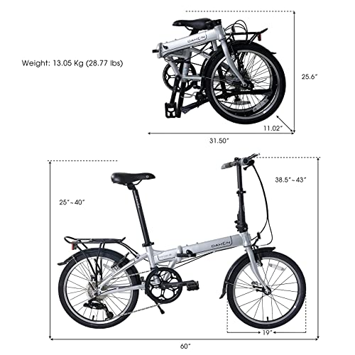 Dahon Mariner D8 Folding Bike, Lightweight Aluminum Frame; 8-Speed Gears; 20” Foldable Bicycle for Adults