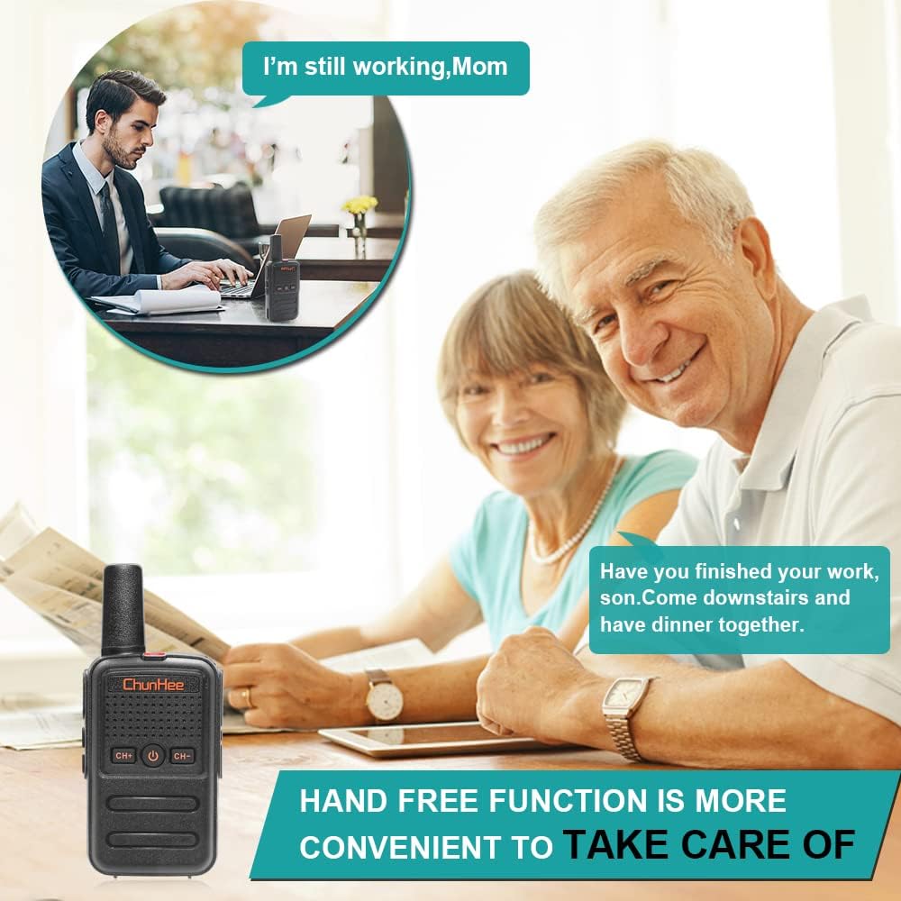 ChunHee Intercom Wireless System for Home-Caregiver Pager Intercom for Elderly Seniors Patients-Room to Room Communication System-Adults Walkie Talkie for Hiking/Camping/Vocation, 4 Pack