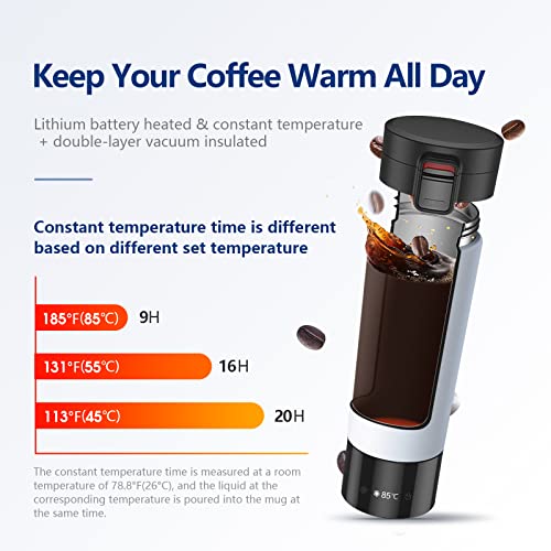 FUTURELAB Temperature Control Coffee Mug, Multi-Functional Travel Mug with 14400mah Power Bank, 16 Hours Battery Life,Vacuum Insulated Hot Beverage Warmer, 10OZ