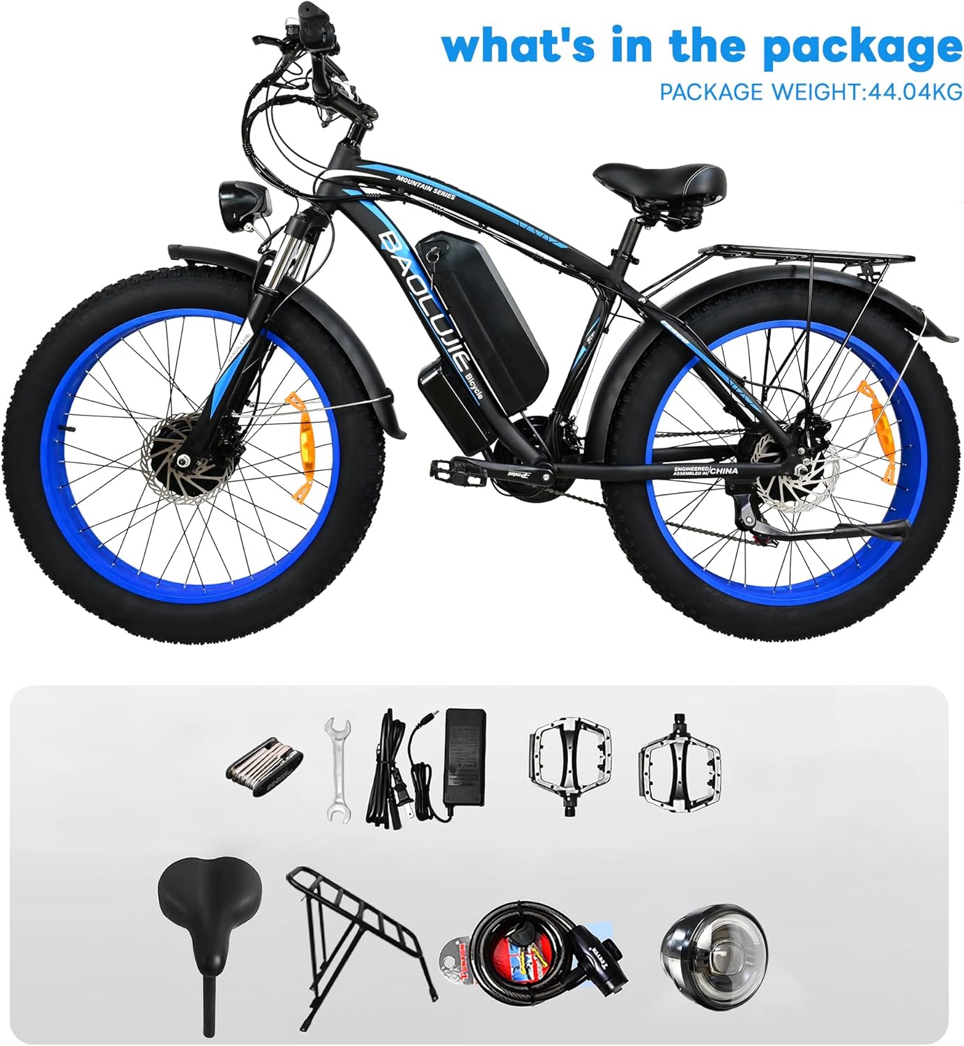 2000W Electric Bike with 20Ah Removable Battery 26"×4.0Fat Tire Ebike for Adults35MPH 80Miles Electric Bicycles with Shi-Mano 21 Speed Lockable Front Suspension Hydraulic Disc Brake