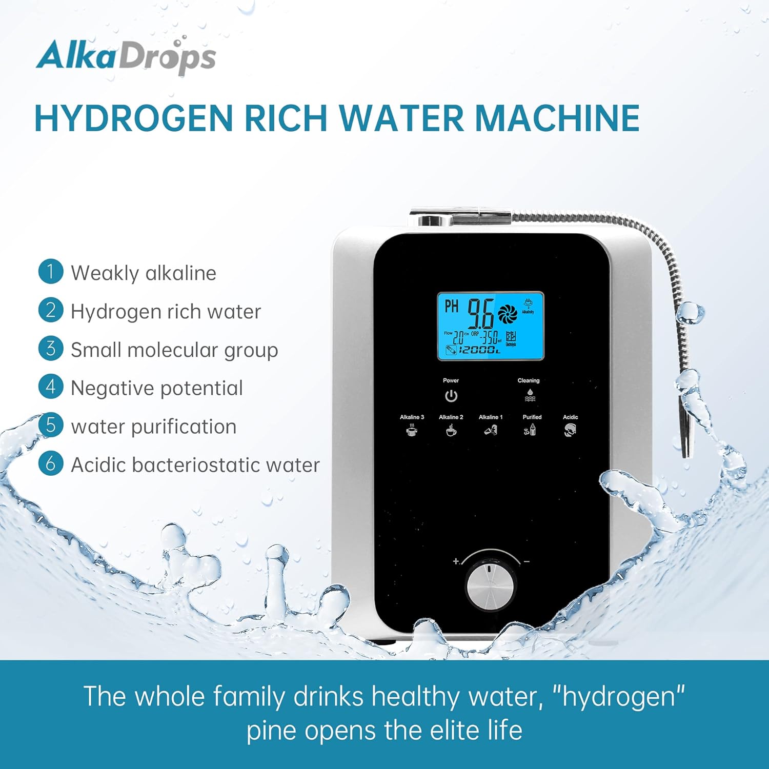 Water Ionizer and Water Purifier Machine,PH 3-11 Alkaline Acid Water Machine,Up to -800mV ORP, 8000 Liters Per Filter,11 Plate Electrode,Regulation Valve to Control PH and ORP/Auto-Cleaning