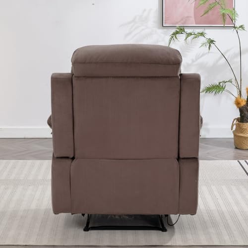 Manual Recliner Chair, Breathable Fabric Cloth Recliners with Padded Backrest and Armrests, Single Overstuffed Reclining Sofa for Living Room Bedroom