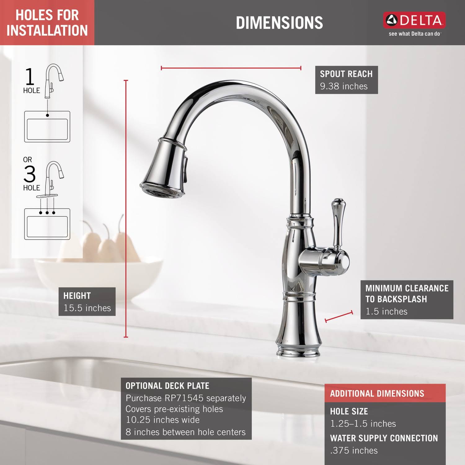 Delta 9197-DST Cassidy Chrome Single Handle Pull Down Kitchen Faucet