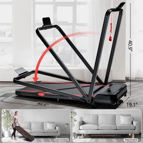 3 in 1 Walking Pad Treadmill with Handle Bar & Incline, 300 lb Capacity, 2.5HP Under Desk Treadmill, Portable Foldable Treadmills for Home Small Spaces Office