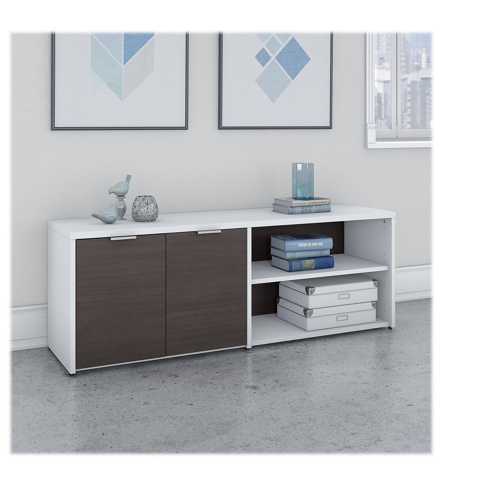 Bush Business Furniture Jamestown Low Storage Cabinet with Doors and Shelves | Storm Gray/White