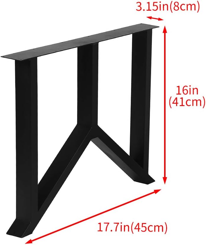 Metal Table Legs Cast Iron Dining Table Legs,28” Height 35” Wide Industrial Bench Legs Black Desk Legs,Rustic Heavy Duty DIY Furniture Legs,Square Tube Coffee Table Legs 2 PCS