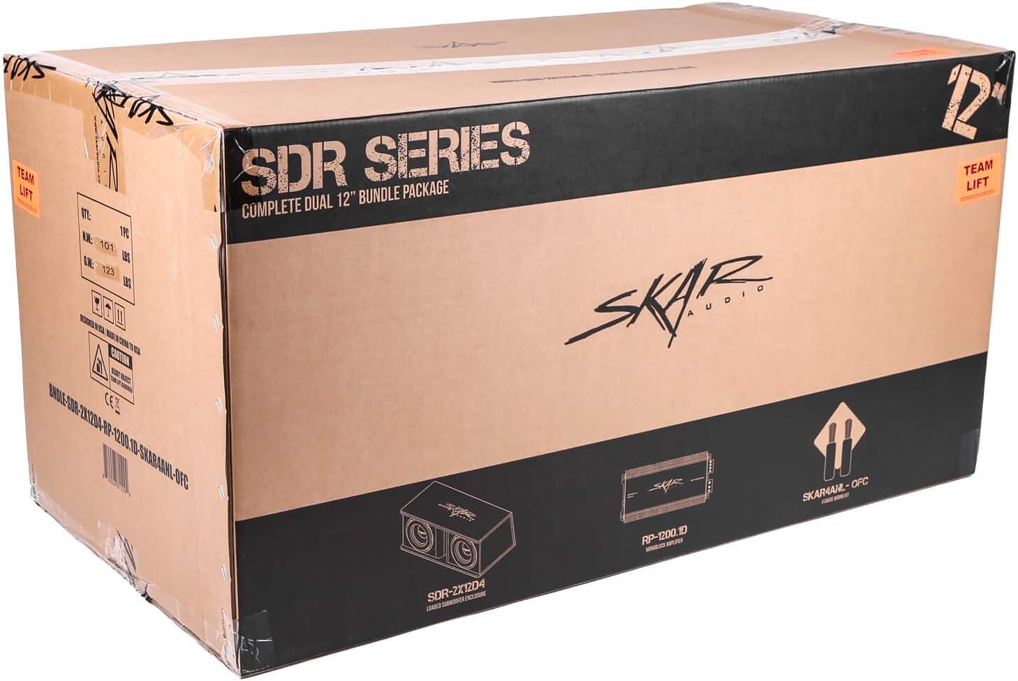 Skar Audio Dual 12" Complete 2,400 Watt SDR Series Subwoofer Bass Package - Includes Loaded Enclosure with Amplifier