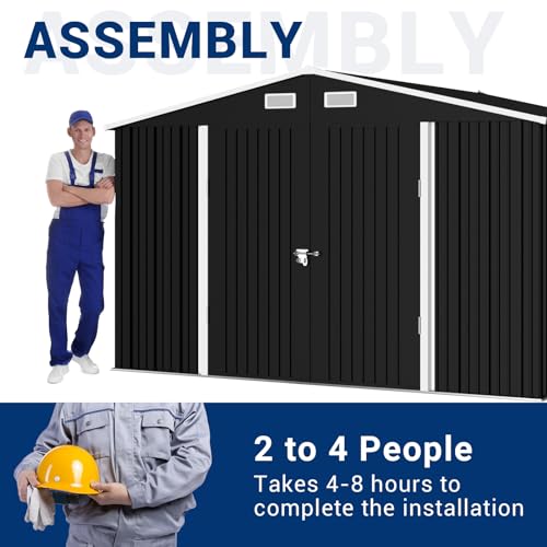 UDPATIO Outdoor Storage Shed 6 x 6 FT, Resin Garden Sheds with Floor Plastic Patio Outdoor Storage Shed with Lockable Door for Tool, Bike, Garbage Gray White