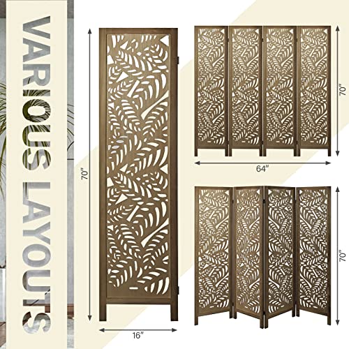 ECOMEX 6 Panel Room Divider, Cutout Room Divider Wall, Freestanding Folding Room Divider Screen, Room Dividers and Folding Privacy Screens Room Partition for Office (Brown)
