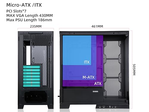 SAMA NEVIEW 4503 White Airflow Full Tower Case ATX PC Gaming Case Dual Tempered Glass 4X12CM ARGB Fan Pre-Install USB3.0X2 Type C Included 360mm AIO Support at Top