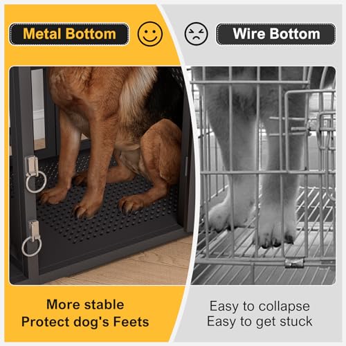 BOINN Large Dog Crate Furniture, 63 inch Heavy Duty Double Dog Crate with Divider, Extra Large Dog Kennel Furniture with Removable Trays for Medium Large Dogs