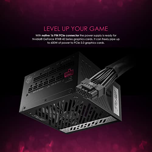 MSI MPG A1000G PCIE 5 & ATX 3.0 Gaming Power Supply - Full Modular - 80 Plus Gold Certified 1000W - 100% Japanese 105°C Capacitors - Compact Size - ATX PSU (Renewed)