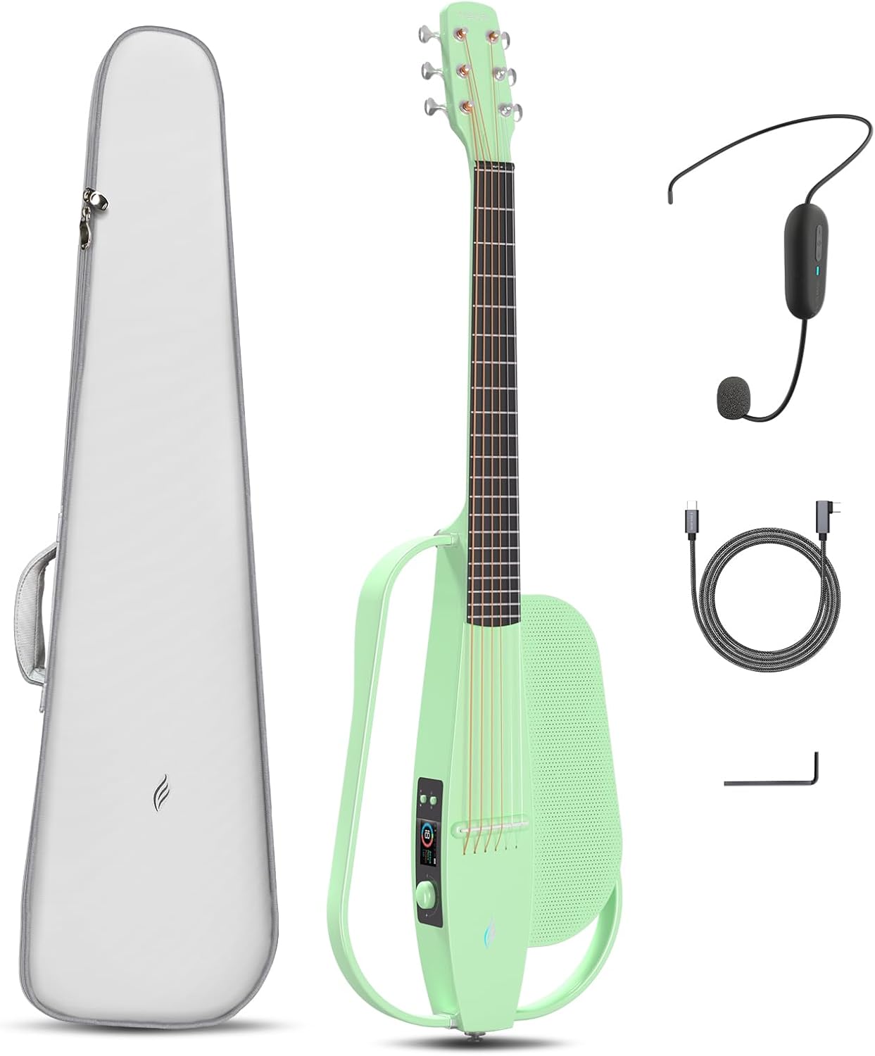 Enya Acoustic Electric Carbon Fiber Travel Guitar NEXG SE Smart Guitarra for Adults with 30W Wireless Speaker & enya Magnetic Strap & Enya Smart Automatic Guitar Tuner