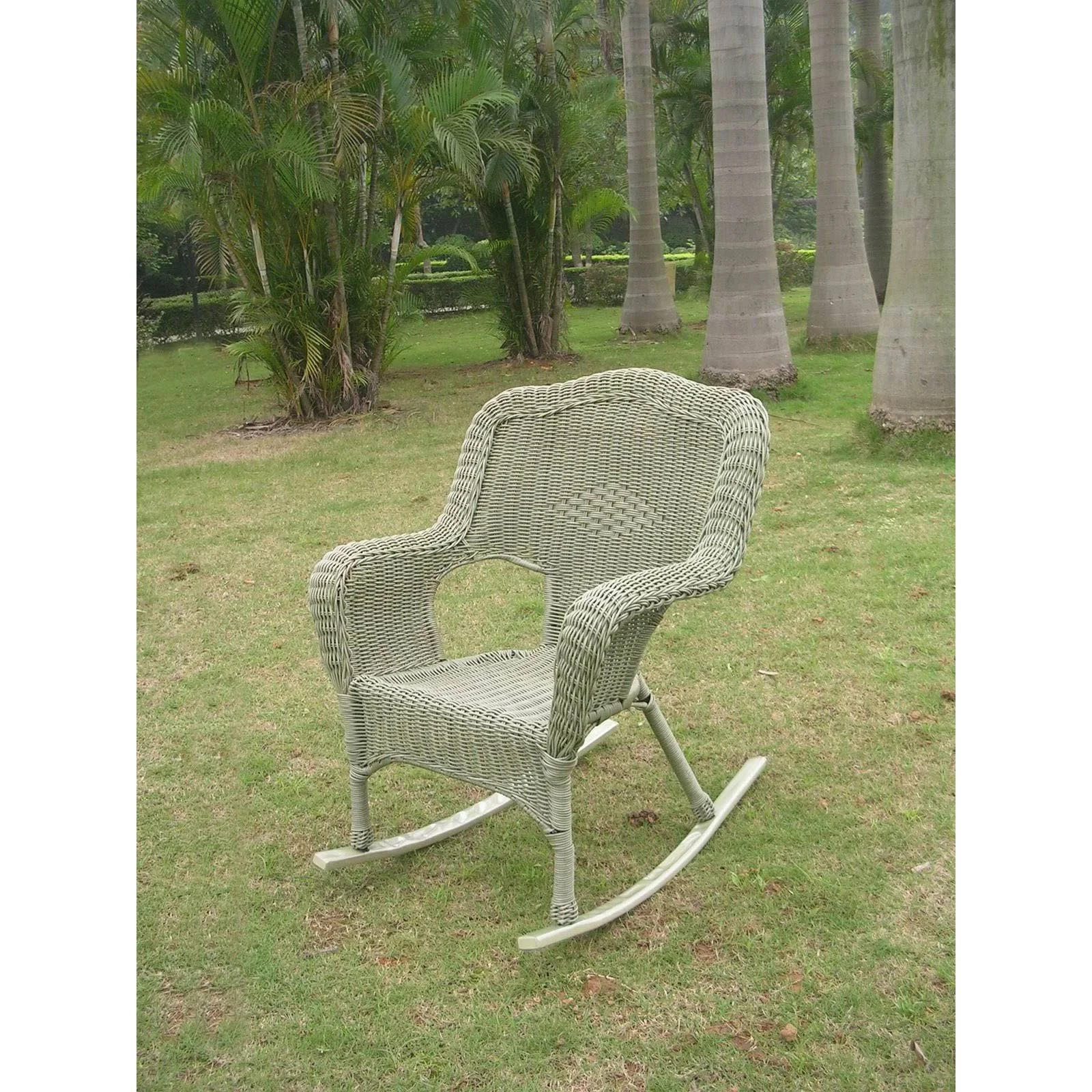 Resin Wicker Camel Back Rocking Chairs (Set of Two) Antique Moss by International Caravan