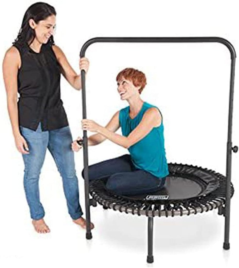JumpSport 220 in Home Cardio Fitness Rebounder - Mini Trampoline with Handle Bar Accessory, Premium Bungees and Workout DVD