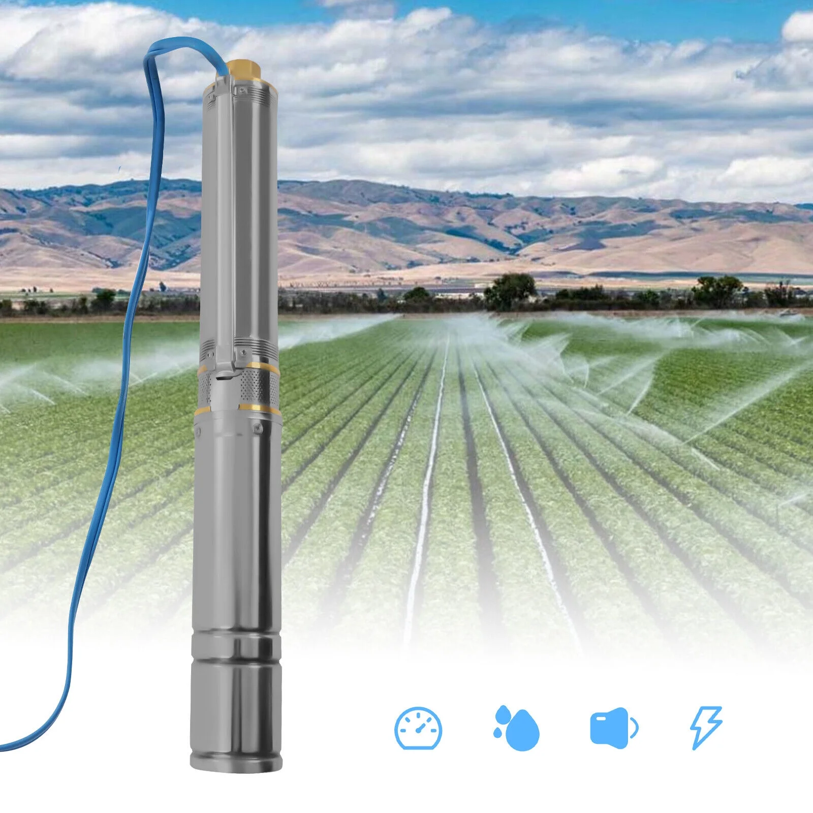 FETCOI 1.5HP Deep Well Pump Submersible Well Pump 24GPM 110V Pump - Stainless Steel