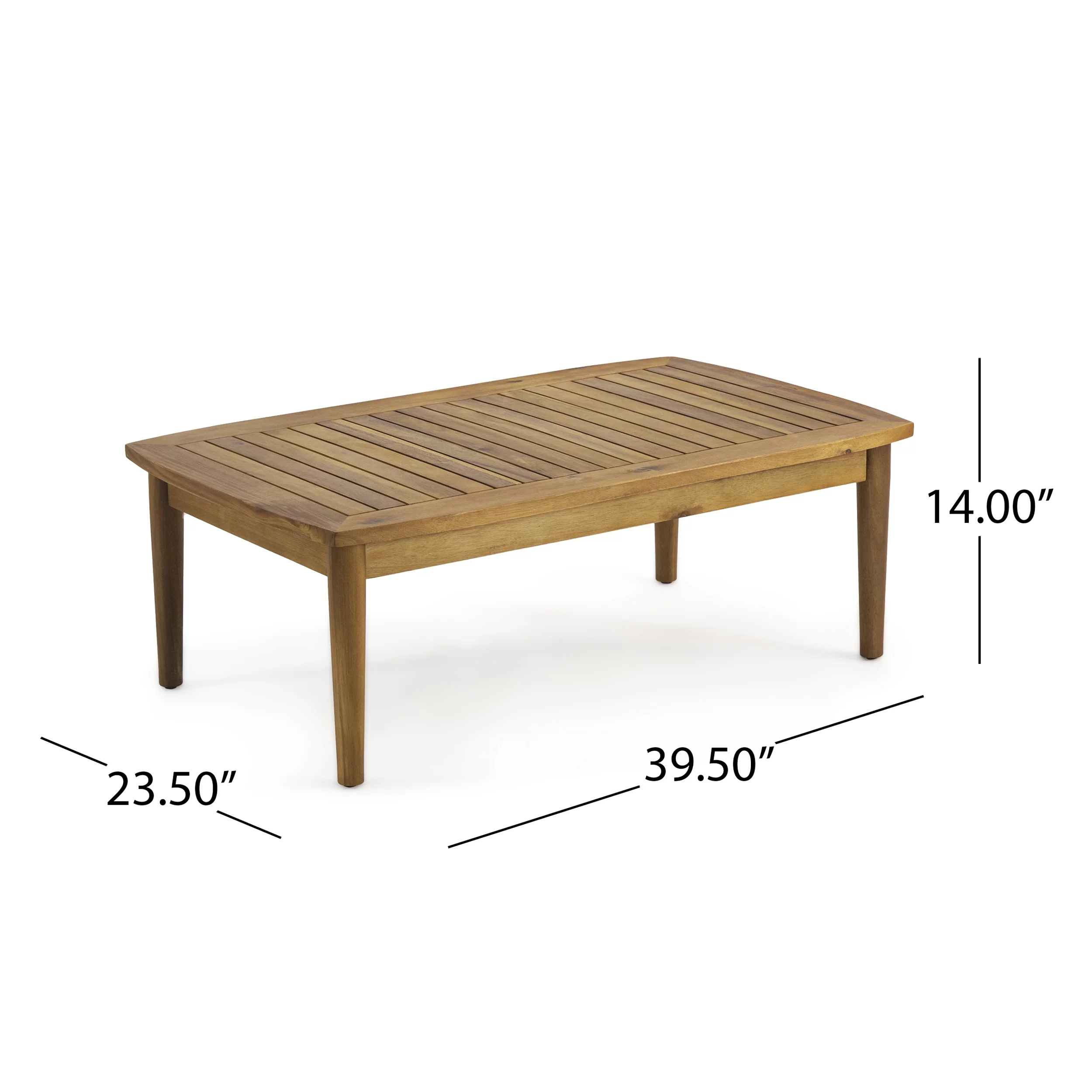 Greta Outdoor Acacia Wood Loveseat Set with Coffee Table, Teak, Beige