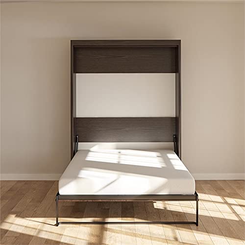 Signature Sleep Queen Murphy Wall Bed with Memory Foam Mattress in Ivory Oak