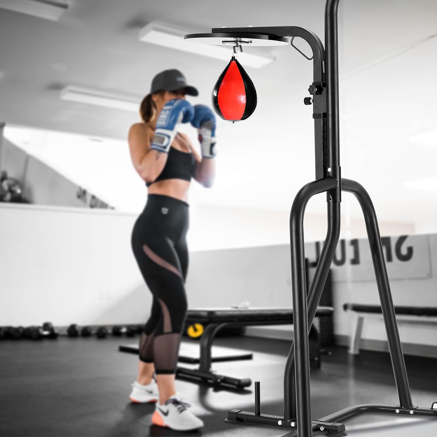 VEVOR Punching Bag Stand, Steel Heavy Duty Workout Equipment, Boxing Punching Bag Stand, Holds Up to 400 lbs, Freestanding Sandbag Rack with Weighted Base, Training Equipment for Home Gym Fitness