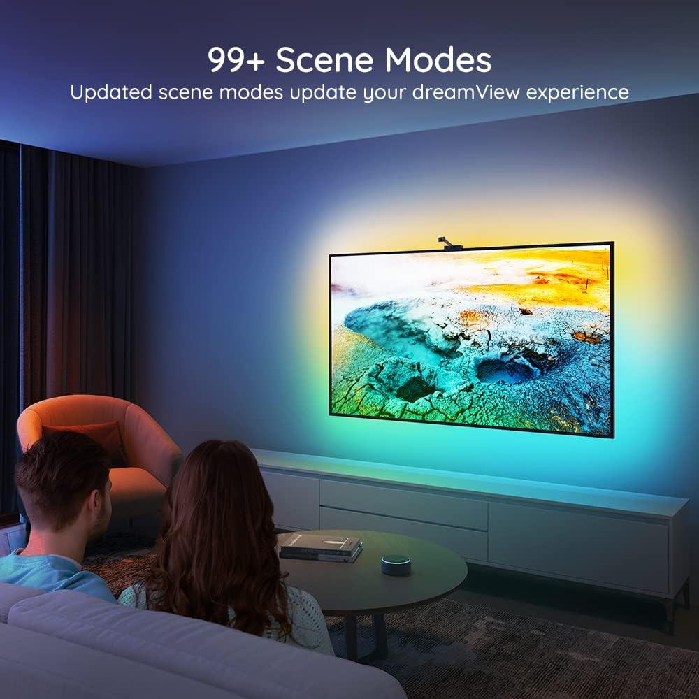 Govee DreamView T1 TV LED Backlights for 75-85 inch TVs, 16.4ft RGBIC WiFi TV Backlights with Camera, Works with Alexa & Google Assistant, App Control, RGBIC LED Lights for TV with Scene Mode, H6199