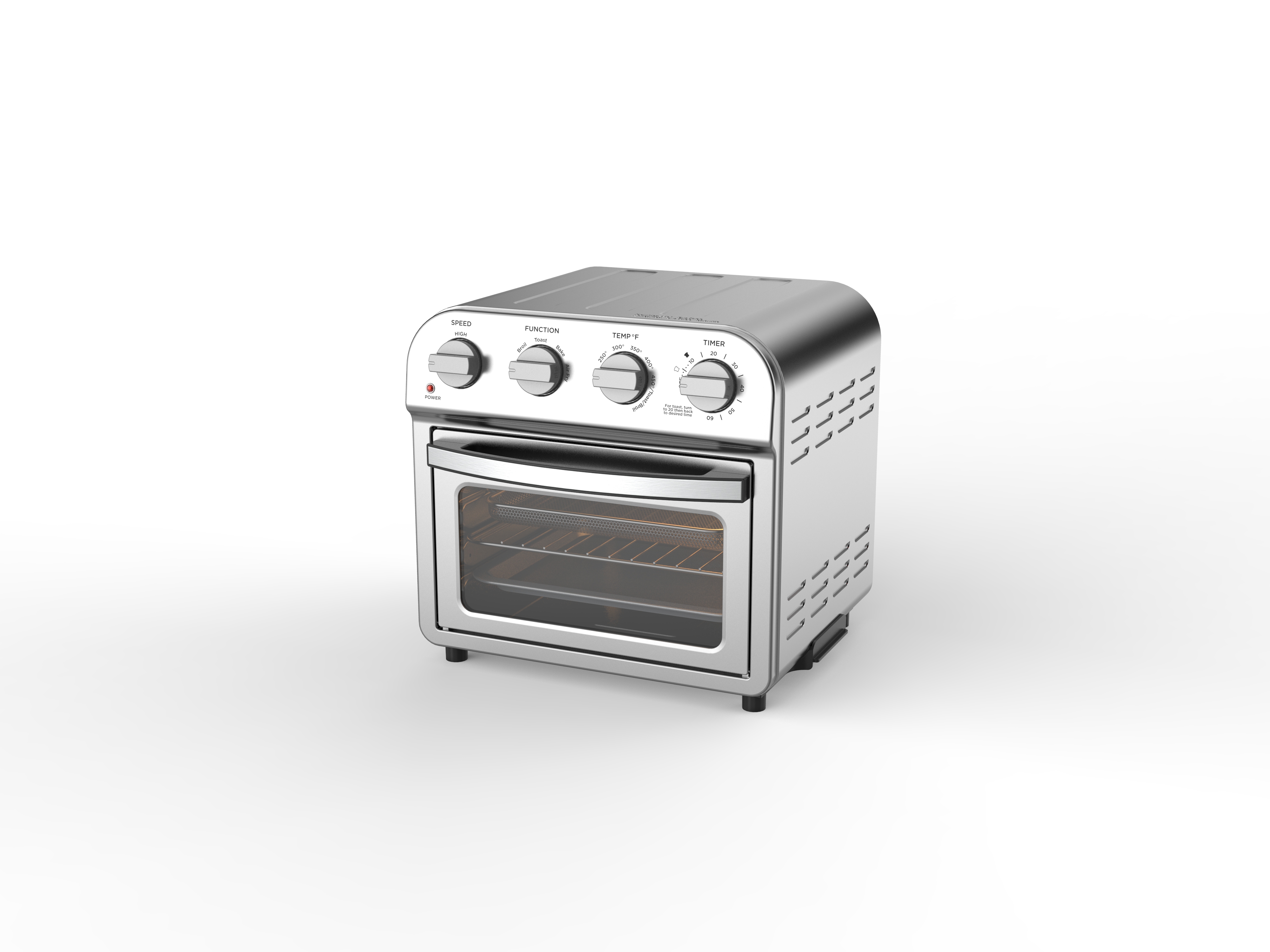 Geek Chef Air Fryer Toaster Oven Combo, 4 Slice Toaster Convection Air Fryer Oven Warm, Broil, Toast, Bake, Air Fry, Oil-Free, Accessories Included, Stainless Steel, Silver