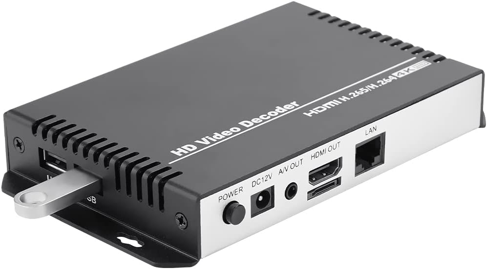 URayCoder H.265 H.264 HD Video Audio Decoder IP Camera Decoder HTTP RTSP M3U8 RTMP UDP Unitcast to HDMI AV RCA Decoder for Advertisement Display, Decoding Video Encoder, Decoding IP Camera