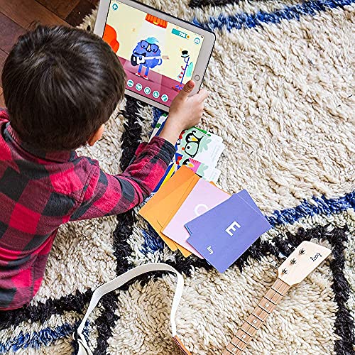 Loog Mini Electric kids Guitar for Beginners built-in Amp Ages 3+ Learning App and Lessons Included Yellow